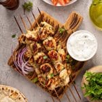 Greek chicken souvlaki with tzatziki